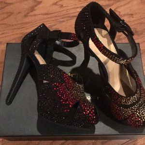 Black Sandals with Crystals by Gianni Bini